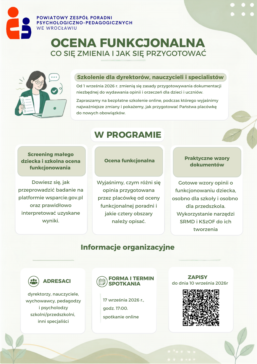 Plakat szkolenia Ocena funkcjonalna – co się zmienia i jak się przygotować